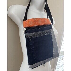 Tic Denim Crossbody Handbag Medium Multicolor Multiblock Fabric